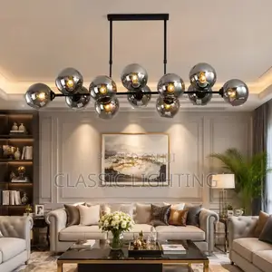 Modern Luxury Grey Glass Pendant Chandelier LED Ceiling Light
