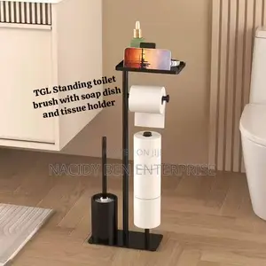 TGL Standing Toilet Brush With Soap Dish and Tissue Holder