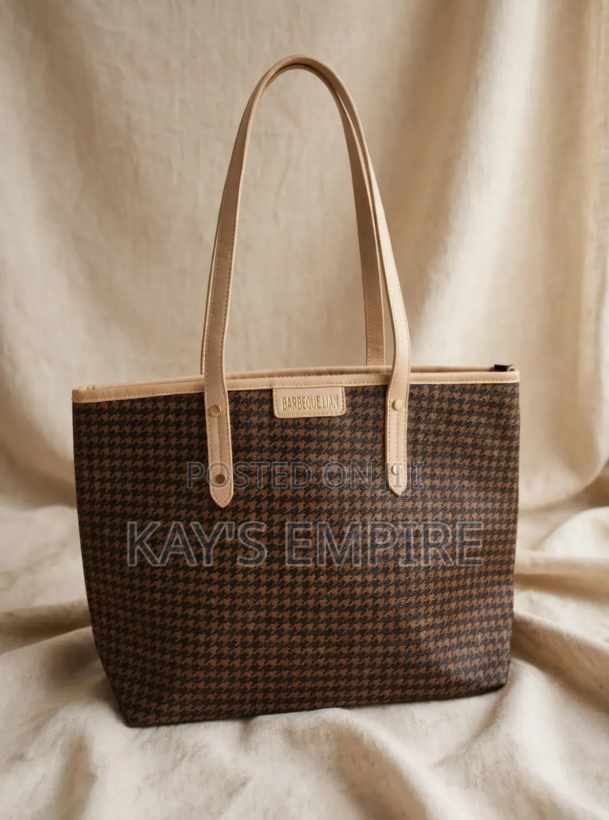 Vintage Houndstooth Tote Bag Large