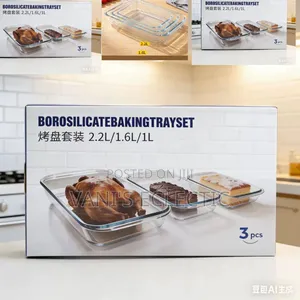 3-Piece Borosilicate Glass Baking Tray