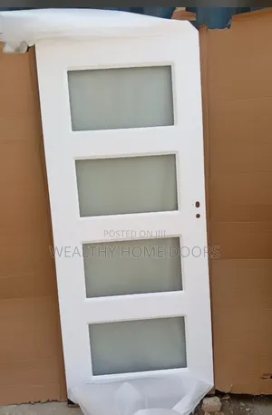 3ft White Imported Wooden Door With Glass