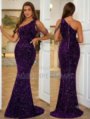 Midnight Violet One-Shoulder Mermaid Dress