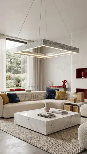 LED Marble Design Square Shaped Drop Pendant