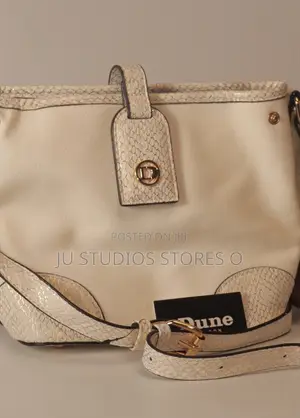 Dune London Off-White Canvas Snakeskin Trim Shoulder Bag