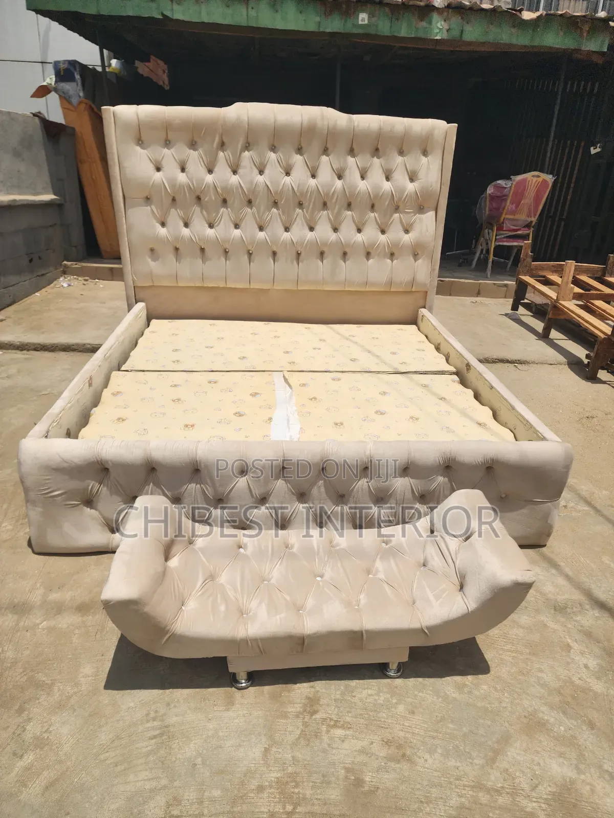 Cream Coloured 6by6 Bed With Its Footrest