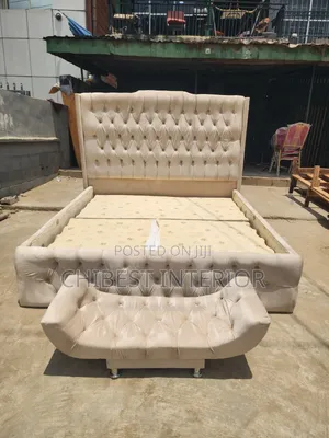 Neatly Padded 6by6 Cream Coloured Bed