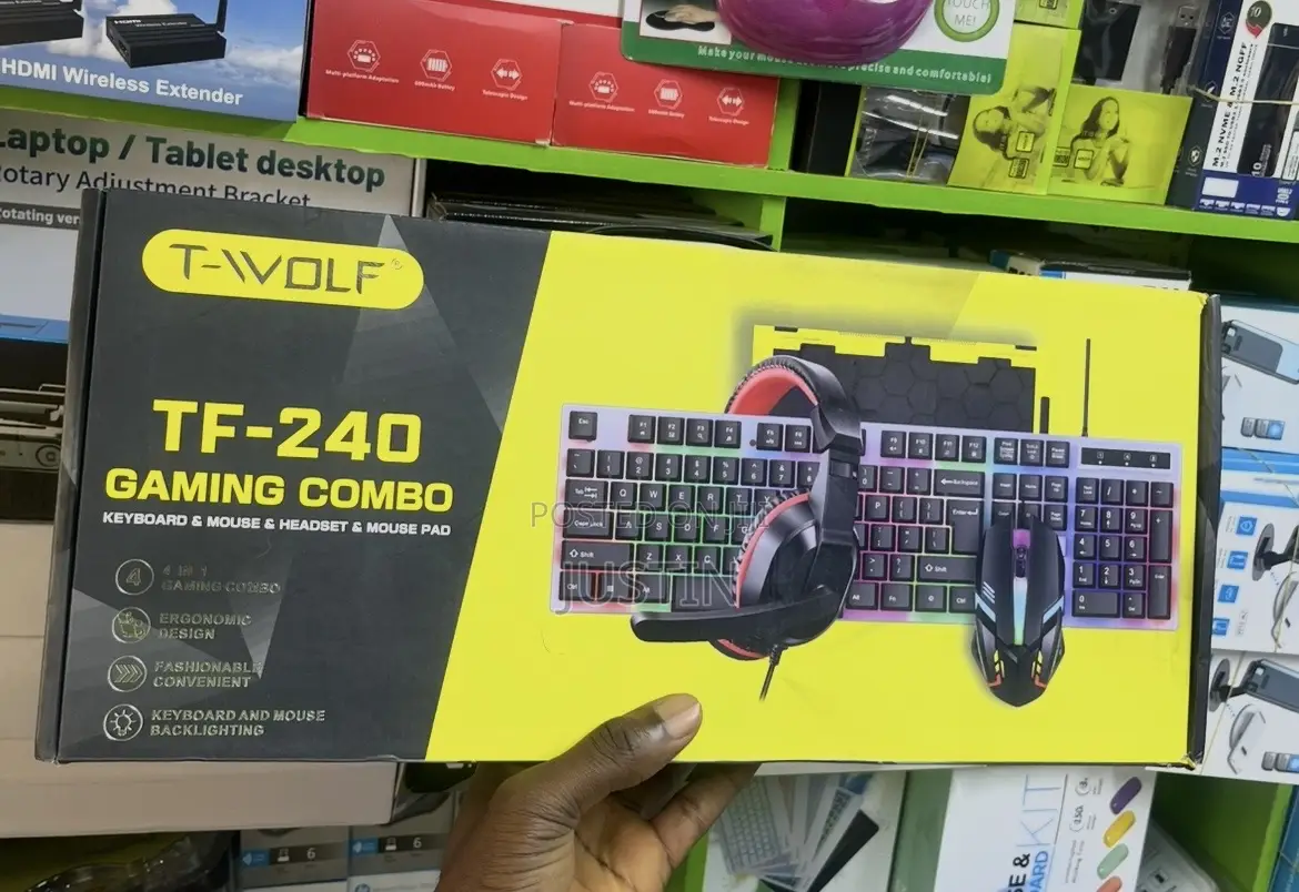 4in1 Tf-240 Gaming Combo Keyboard Mouse Headset Mouse Pad