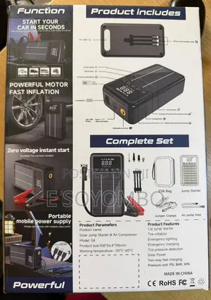 Multifunctional Solar Jump Starter Air Compressor