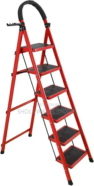 6-Step Heavy Duty Foldable Ladder - Red/Black