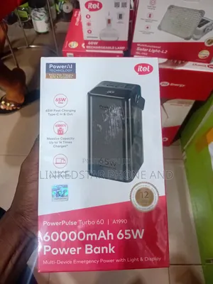 Itel 60000mah Power Bank 22.5W Supercharge Fast With Light Display