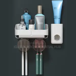 Toothbrush Holder With Rack and Toothpaste Dispenser