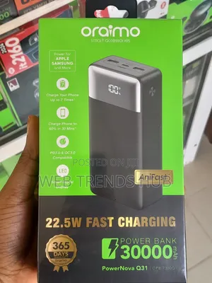 Oraimo 22.5W 30,000mAh PowerNova Q31 (OPB-7300Q) Fast Charge PowerBank