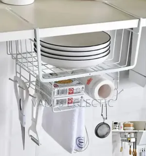 2-Tier Under-Shelf Storage Basket / Kitchen Hanging Organizer Rack