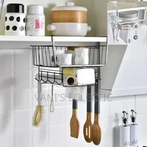 2-Tier Under-Shelf Storage Basket / Kitchen Hanging Organizer Rack