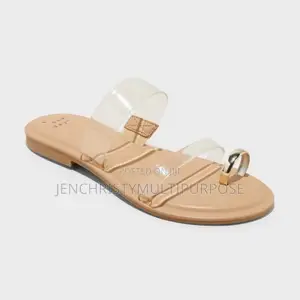 Women's Beige Ankle Strap Flat Sandals