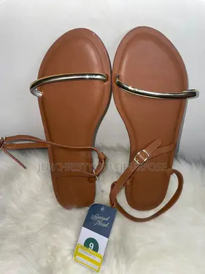 Women's Brown Flat Ankle Strap Sandals