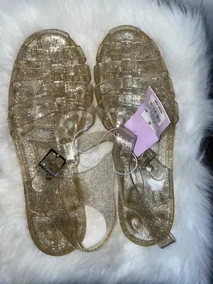 Women's Glitter Flat Slide Sandals With Buckle