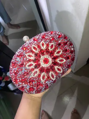 Red Silver Crystal Clutch Purse