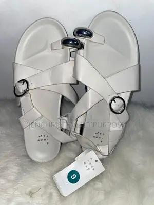 Women's White Criss-Cross Ankle Strap Sandals