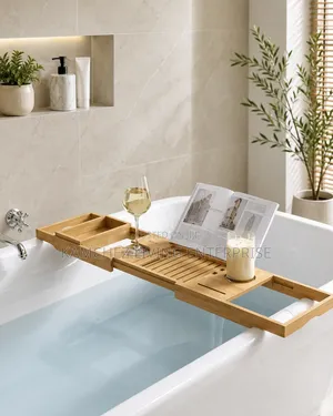 Luxury Bamboo Bathtub Tray – Adjustable Spa Bath Caddy