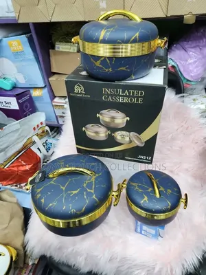Luxury Blue Gold Insulated Casserole Set