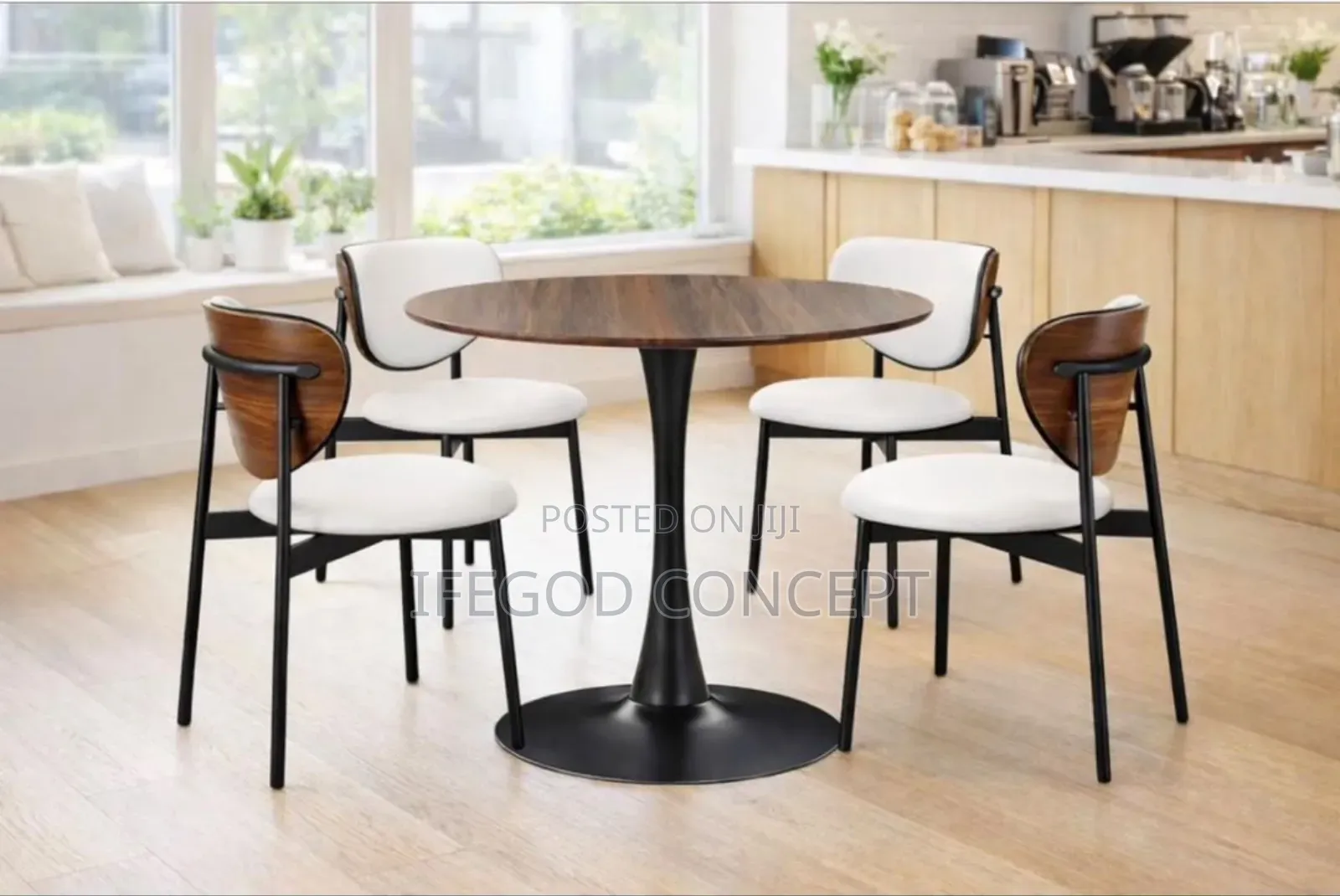 Modern Round Tulip Pedestal Dining Set