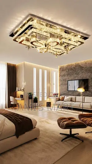 Modern Rectangular Luxury Crystal Flush Mount Chandelier by 1000mm.