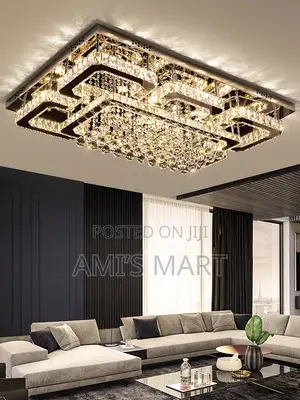 Modern Rectangular Luxury Crystal Flush Mount Chandelier by 1000mm.