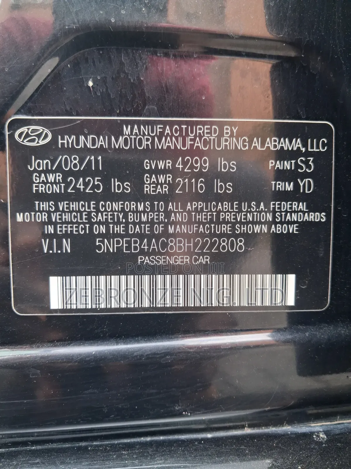 Hyundai Sonata 2012 Black