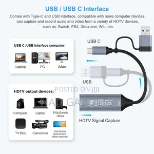 2-1 Type-C USB 3.0 HDMI Video Capture Card for Gaming Streaming