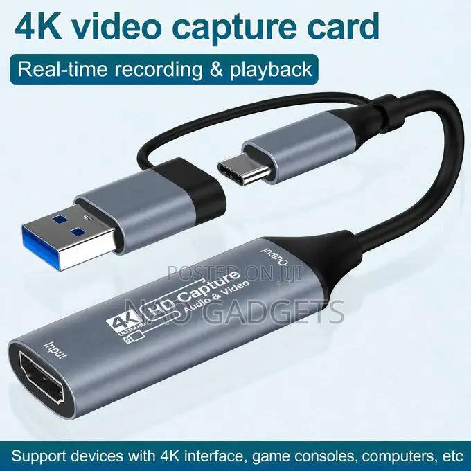 2-1 Type-C USB 3.0 HDMI Video Capture Card for Gaming Streaming