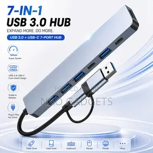 Double Headed 7 in 1 Type-C Hub Multiport USB Hub Adapter With USB3.0