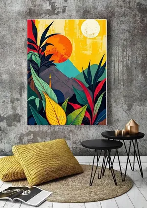 Modern Abstract Geometric Leaf Wall Art Print