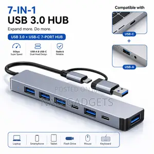 Double Headed 7 in 1 Type-C Hub Multiport USB Hub Adapter With USB3.0