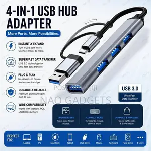 Double Headed 4 in 1 Type-C Hub Dock Station USB Hub With USB3.0