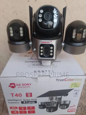 4g Lte 12mp 4-Lens Solar PTZ CCTV Camera | Gz Sony T40 | Color Night