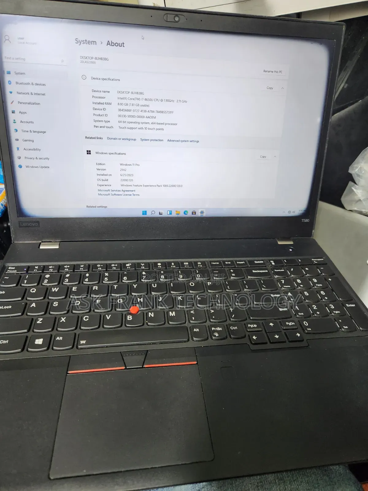 Laptop Lenovo ThinkPad T580 8GB Intel Core i7 SSD 128GB