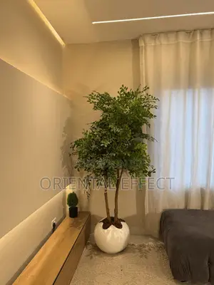 Glossy White Wobble Pot With Artificial Elm Seed | Artificial Plants