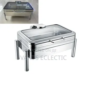 9L Premium Stainless Steel Rectangular Chafing Dish With Glass Lid