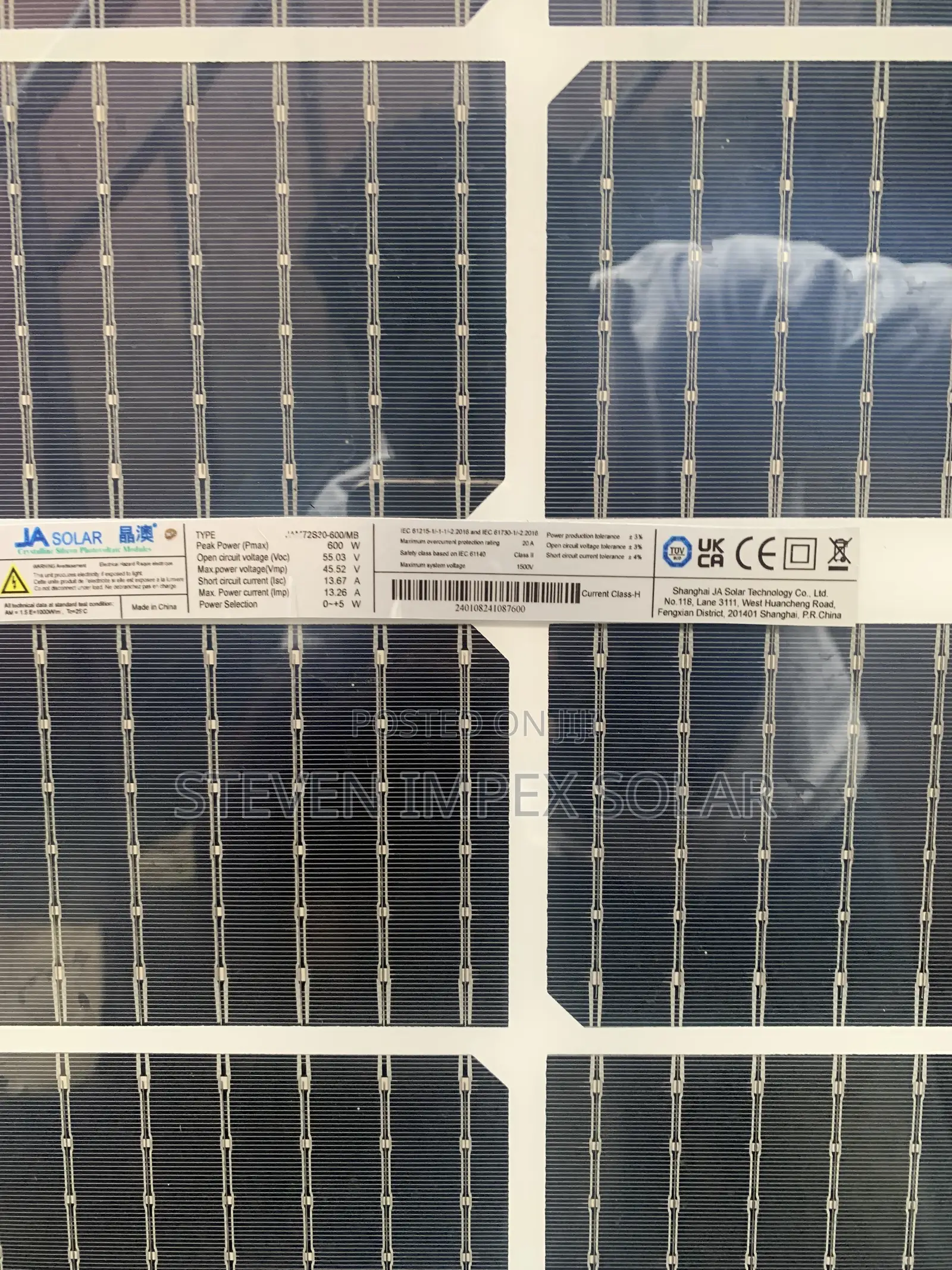 JA Solar Panel 600watts Mono Crystalline
