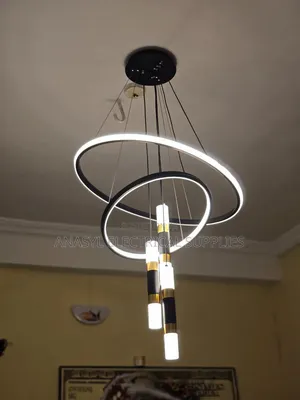 Modern Double Ring LED Three Color Dimming DIY Hanging Line Adjustable