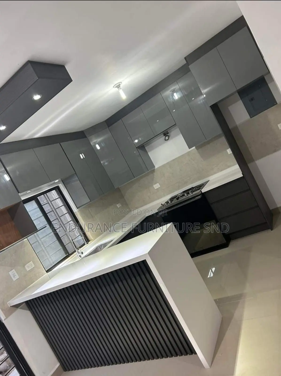 HGF High-Gloss Kitchen Cabinets With Marble Top