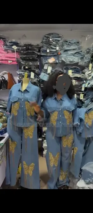 Denim Butterfly Sparkle Two-Piece Set