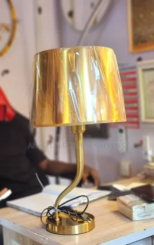 Anasyl Modern Curved Metallic Gold Bedside Table Lamp