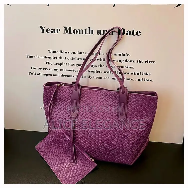 Woven Tote Bag With Matching Pouch