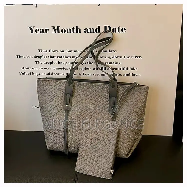 Woven Tote Bag With Matching Pouch