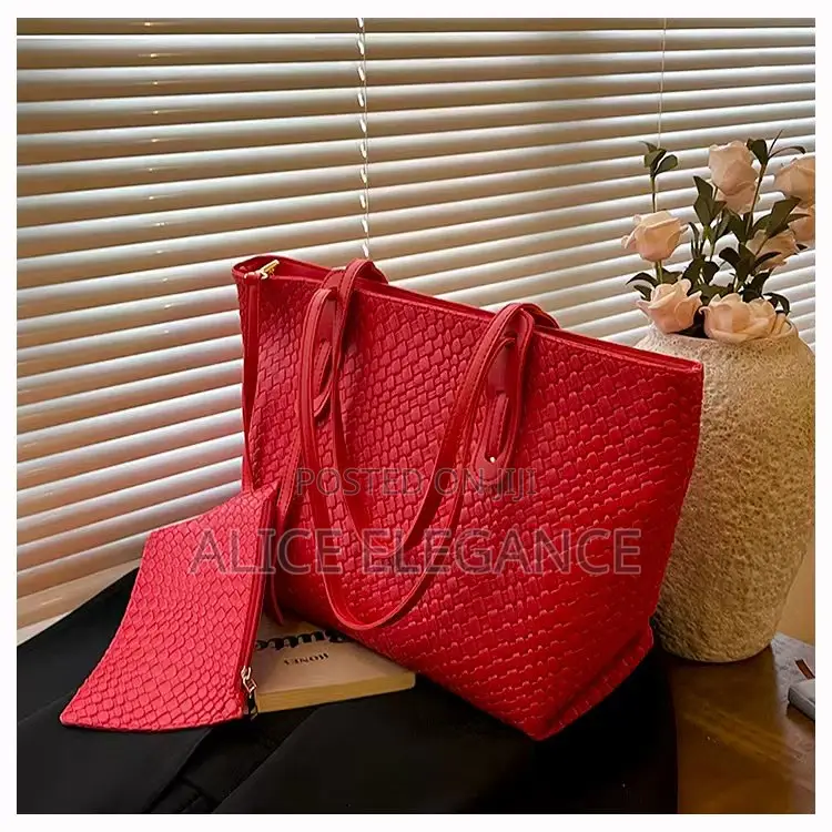 Woven Tote Bag With Matching Pouch