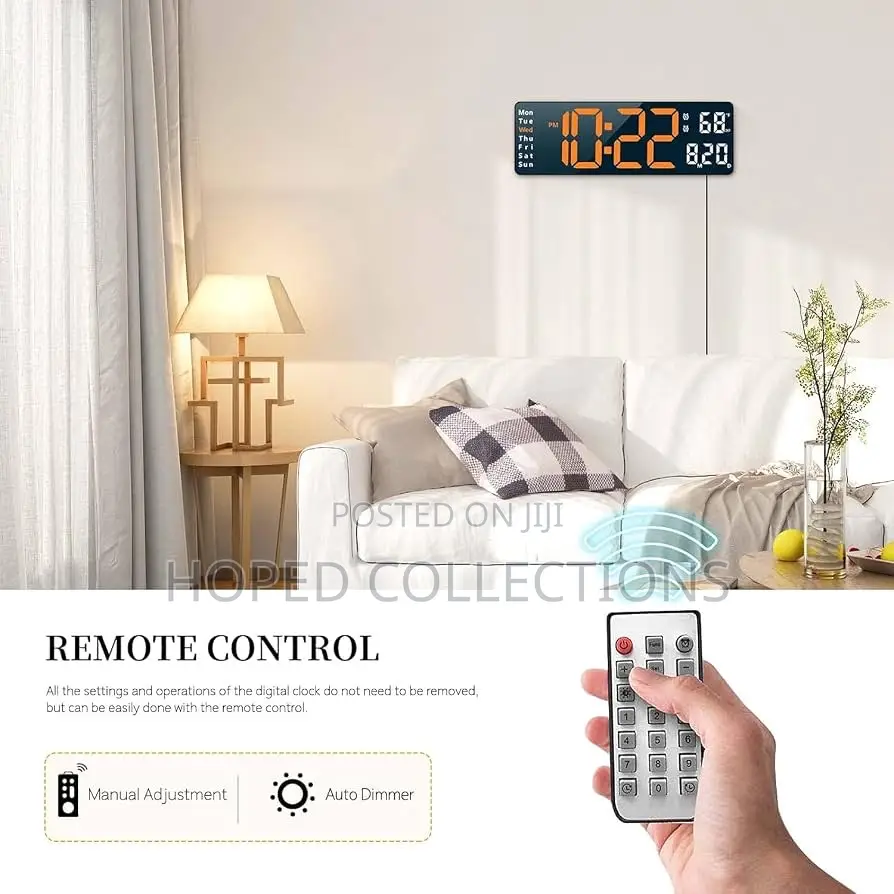 Big Digital Wall Led Clock With Remote