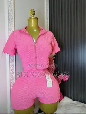  Pink 2-Piece Crop Top Shorts Set