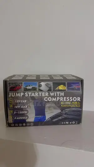 Car Jump Starter With Air Compressor + Powerbank (4in1)